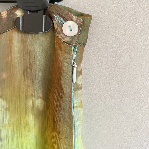 Vintage Tie-Dye Pattern Midi Skirt Vibrant Green, Turquoise Festival Boho Grunge - Picture 3 of 14